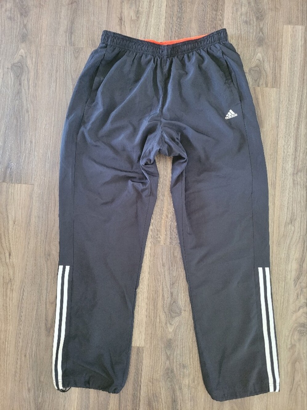 Adidas Black Track Pants with White Stripes